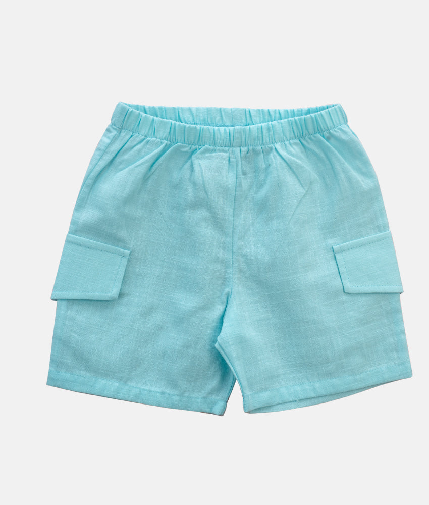 Elegant Smockers LK | Baby Boys Shirt & Bloomer Set - Pastel Aqua Blue | Sri Lanka 