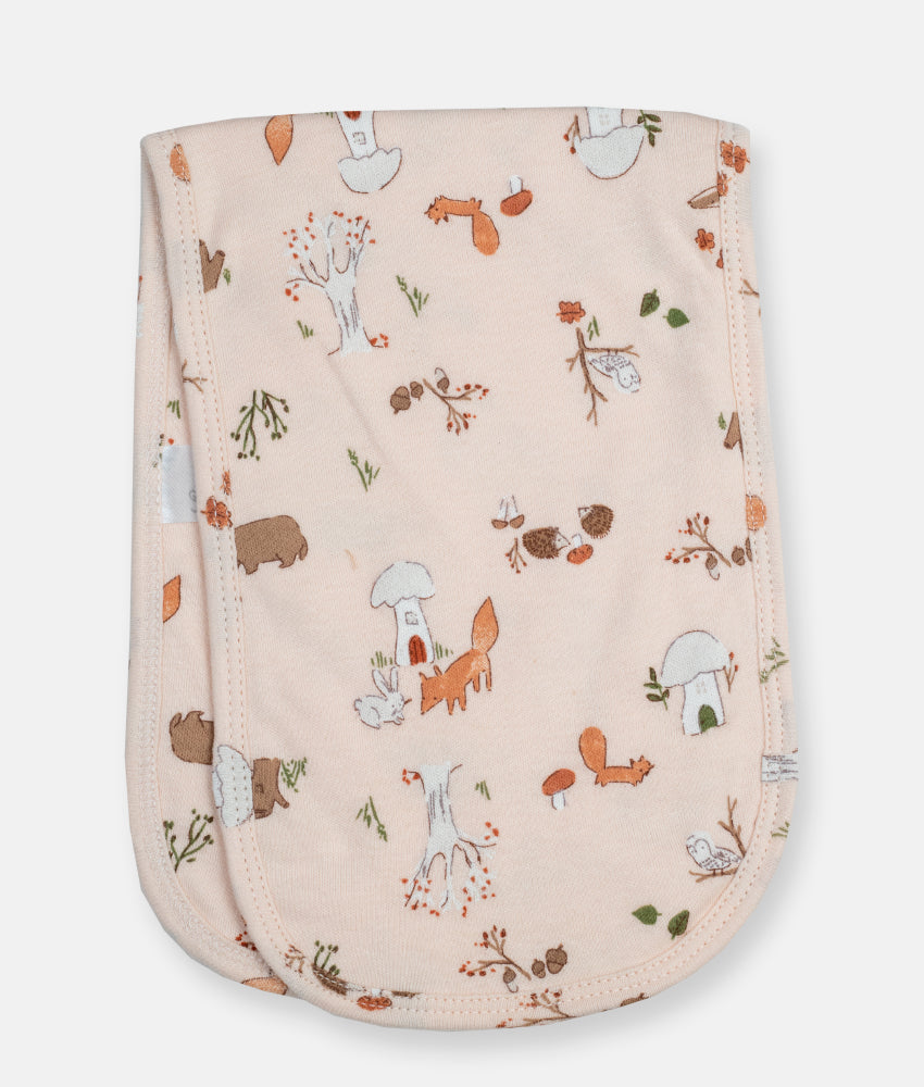 Elegant Smockers LK | Baby Burp Cloth  - Peach Forest Print | Sri Lanka 