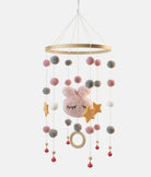 Elegant Smockers LK | Baby Cot Mobile - Pink Bunny & Yellow Stars | Sri Lanka 