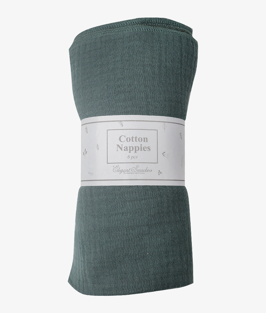 Elegant Smockers LK | Baby Cotton Nappies - 18x18" - Uniform Green | Sri Lanka 