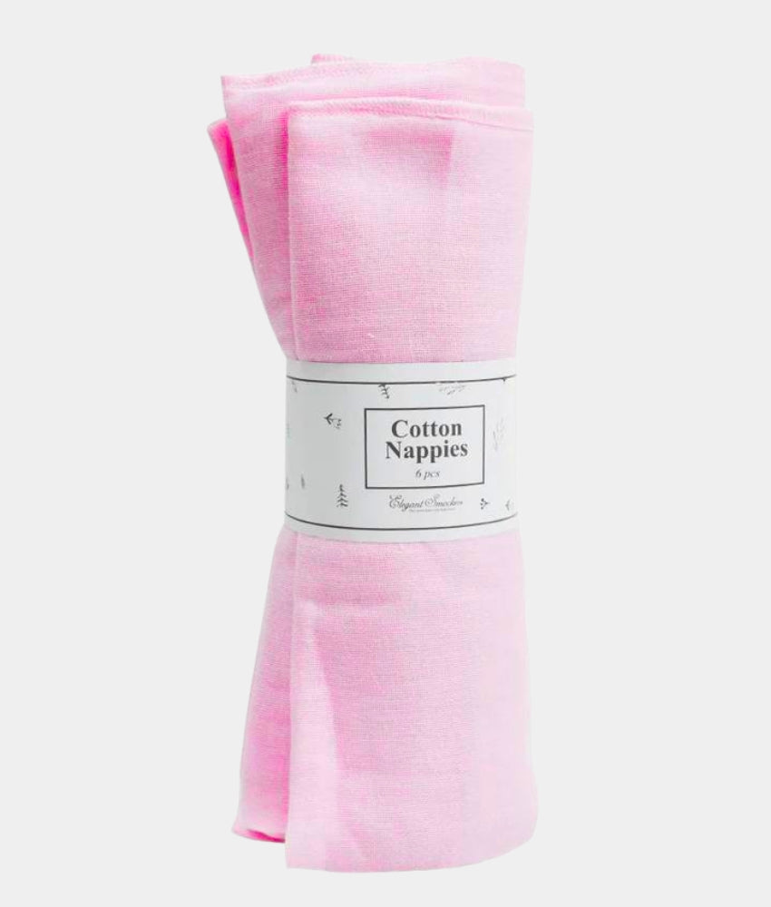 Elegant Smockers LK | Baby Cotton Nappies 22x22" - Pink | Sri Lanka 