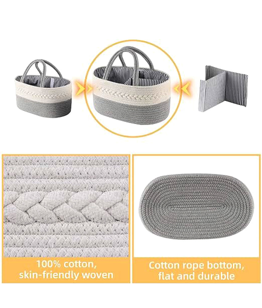 Elegant Smockers LK | Baby Diaper Caddy Organizer - Grey Basket | Sri Lanka 