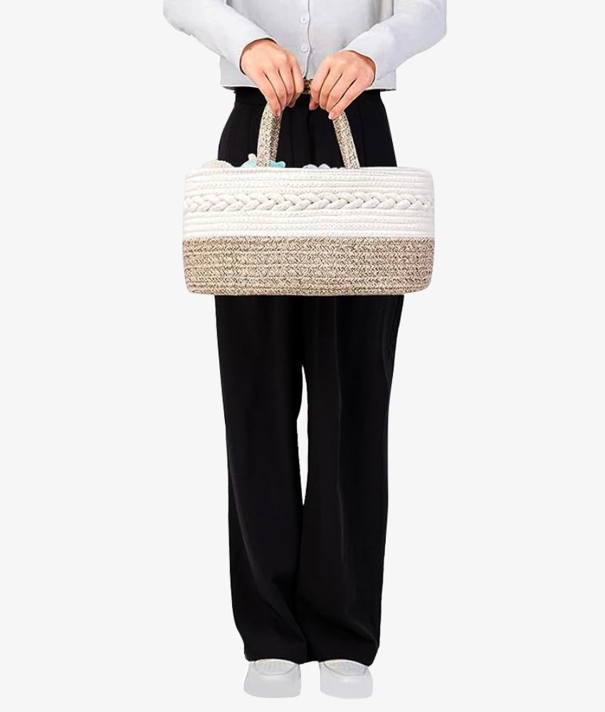 Elegant Smockers LK | Baby Diaper Caddy Organizer - Grey Basket | Sri Lanka 