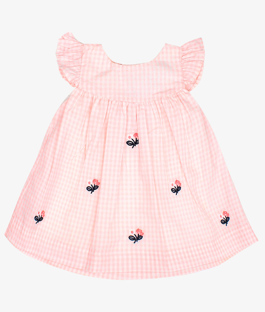 Elegant Smockers LK | Baby Dress - Pink Plaid Embroidery | Sri Lanka 