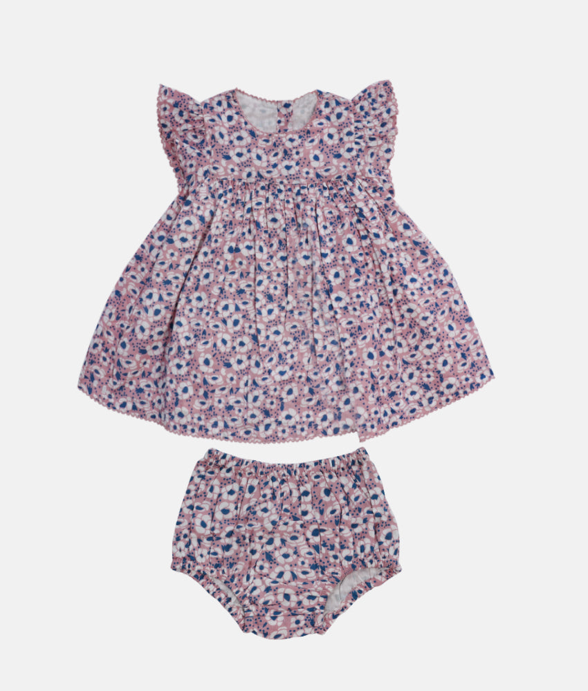 Elegant Smockers LK | Baby Dress With Bloomer - Rose Blue | Sri Lanka 