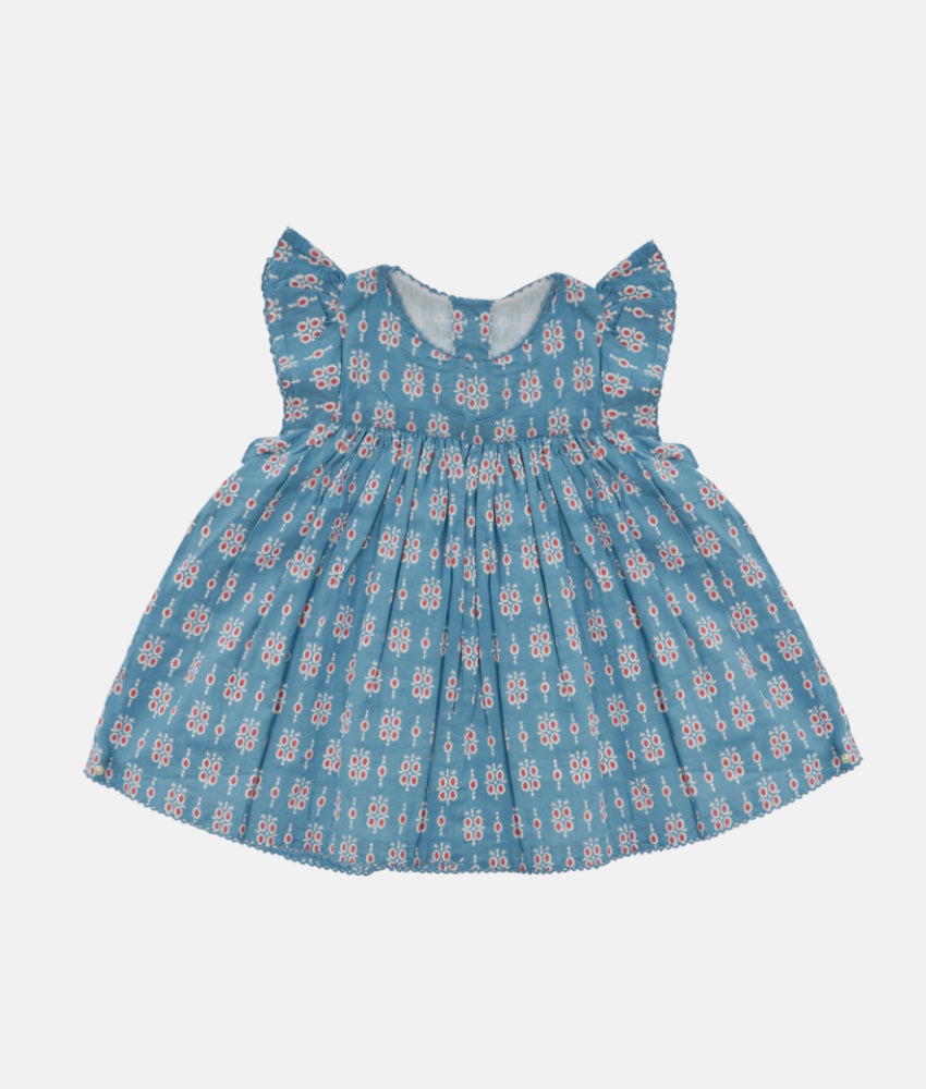 Elegant Smockers LK | Baby Dress With Bloomer - Blue Indian | Sri Lanka 