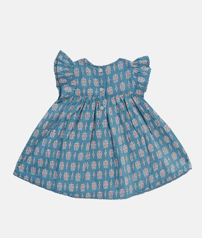 Elegant Smockers LK | Baby Dress With Bloomer - Blue Indian | Sri Lanka 