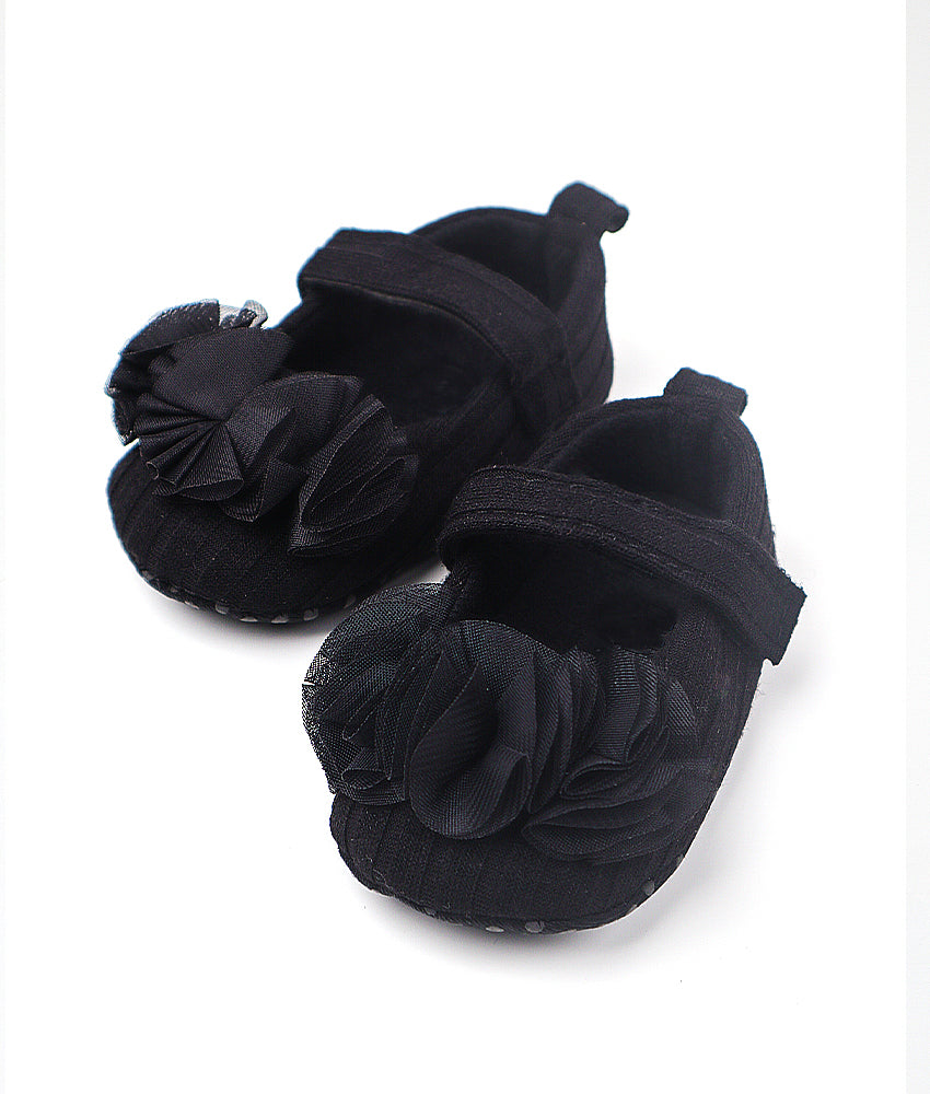 Elegant Smockers LK | Baby Girl Shoes - Black Flowers | Sri Lanka 