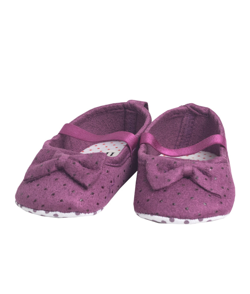 Elegant Smockers LK | Baby Girl Shoes - Purple Bow | Sri Lanka 