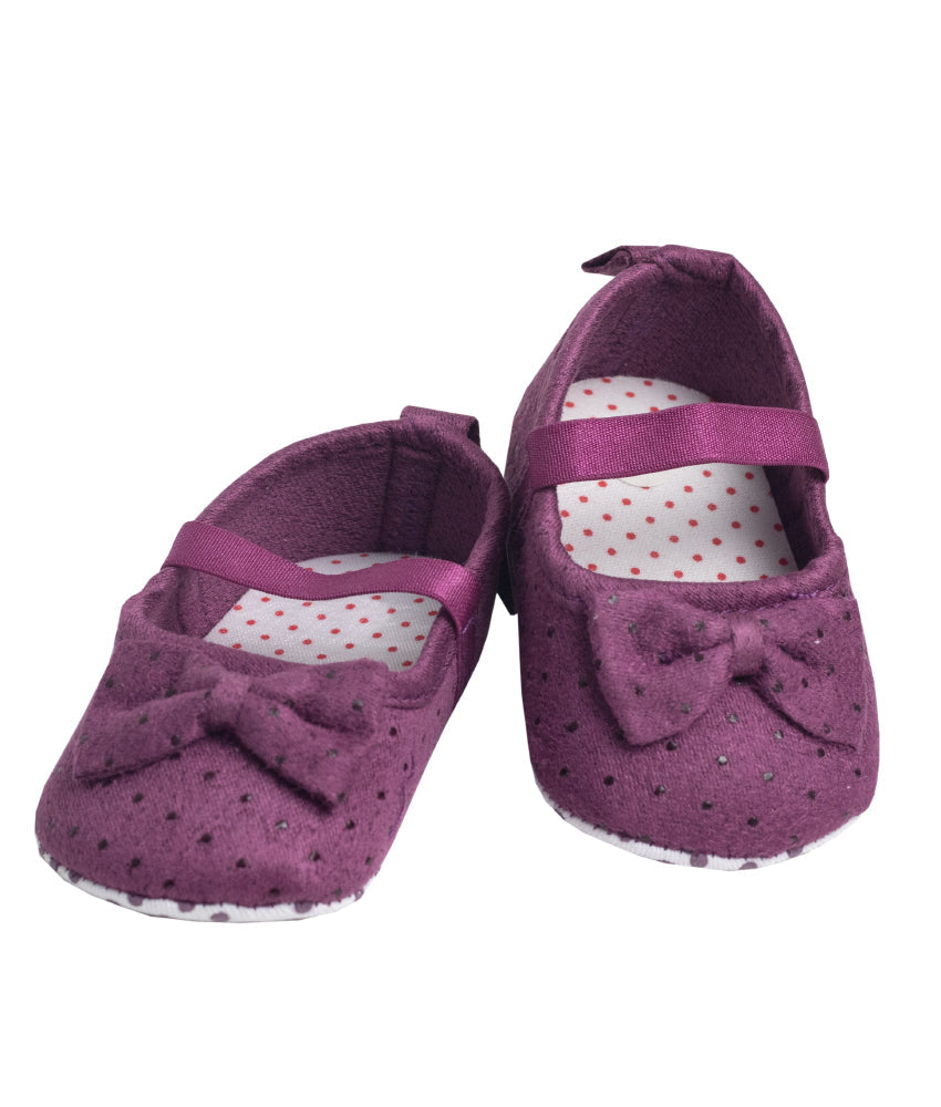 Elegant Smockers LK | Baby Girl Shoes - Purple Bow | Sri Lanka 