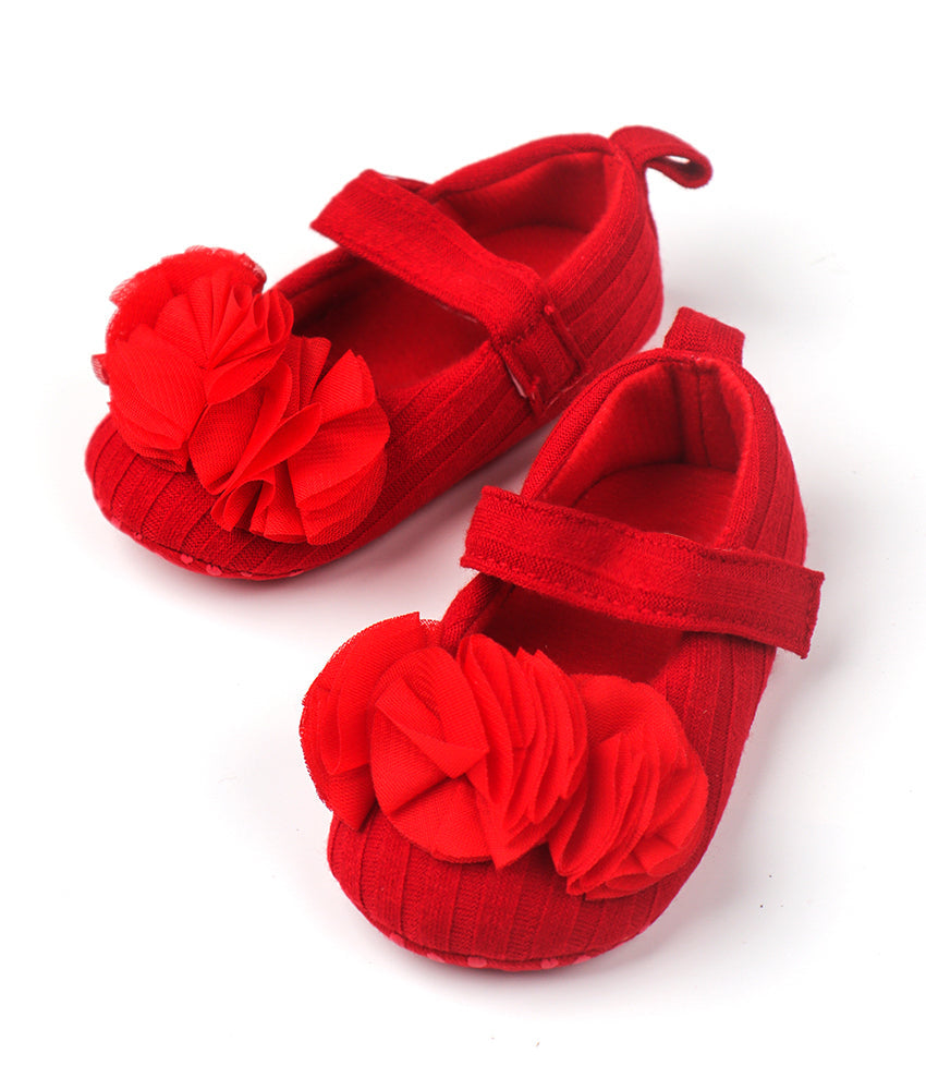 Elegant Smockers LK | Baby Girl Shoes - Red Flowers | Sri Lanka 