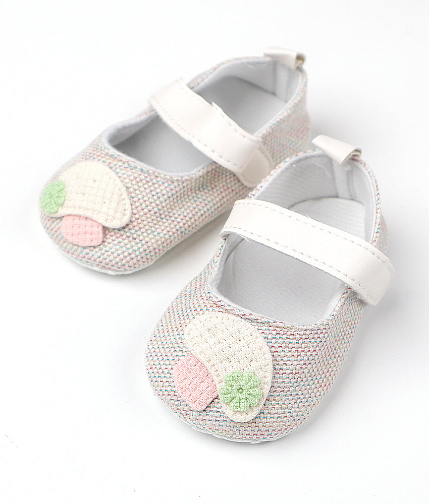 Elegant Smockers LK | Baby Girl Shoes - White Mix Mushroom | Sri Lanka 
