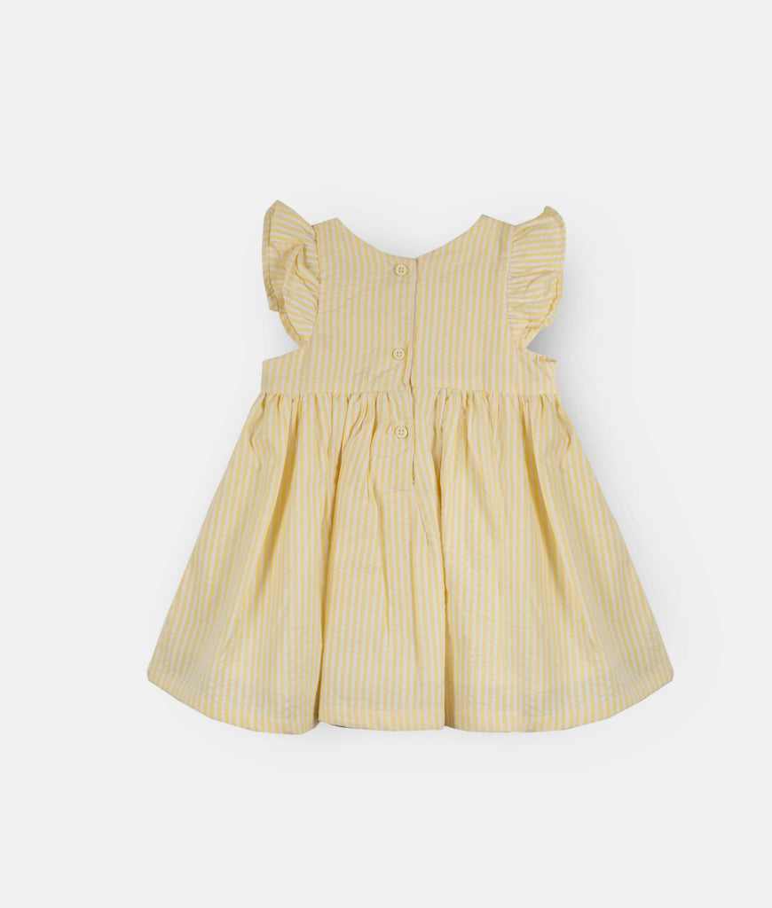 Elegant Smockers LK | Baby Girl Yellow Striped Embroidery Dress | Sri Lanka 