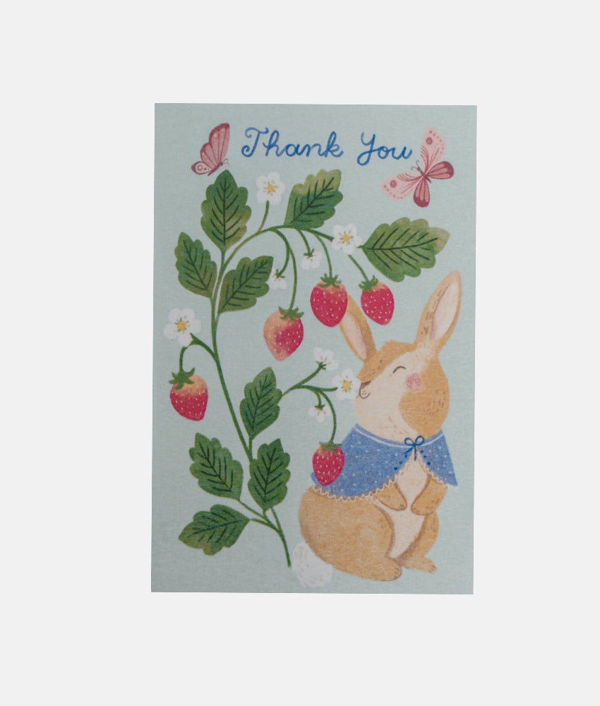 Elegant Smockers LK | Baby Greeting Card - Thank you - Strawberry Rabbit | Sri Lanka 