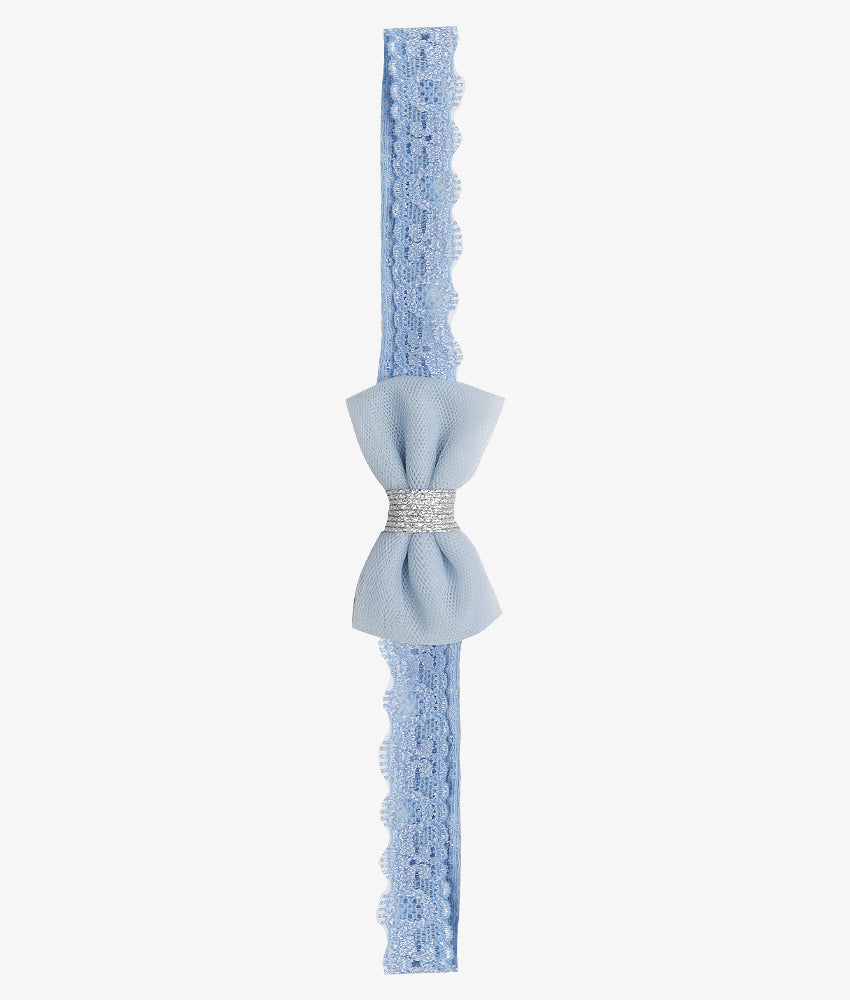 Elegant Smockers LK | Baby Headband - Light Blue Bow (Silver) | Sri Lanka 
