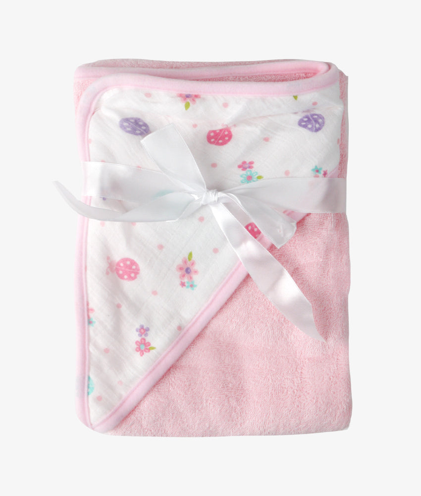 Elegant Smockers LK | Baby Hooded Bath Towel - Pink Bugs | Sri Lanka 