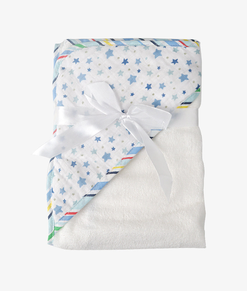 Elegant Smockers LK | Baby Hooded Bath Towel - White Starts | Sri Lanka 