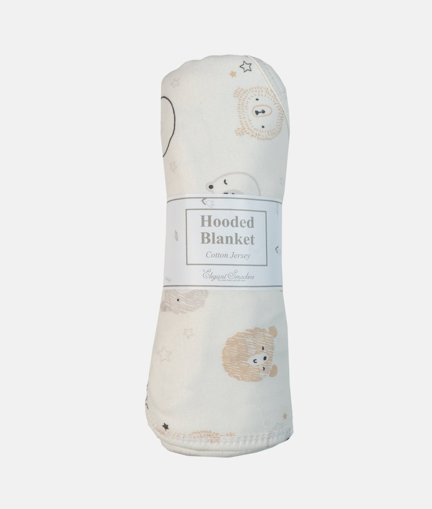 Elegant Smockers LK | Baby Hooded Blanket - Bear Face Print | Sri Lanka 