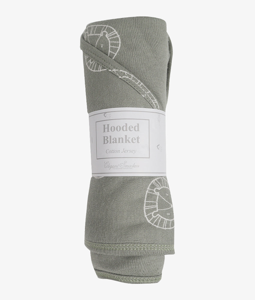 Elegant Smockers LK | Baby Hooded Blanket - Green Lion Print | Sri Lanka 