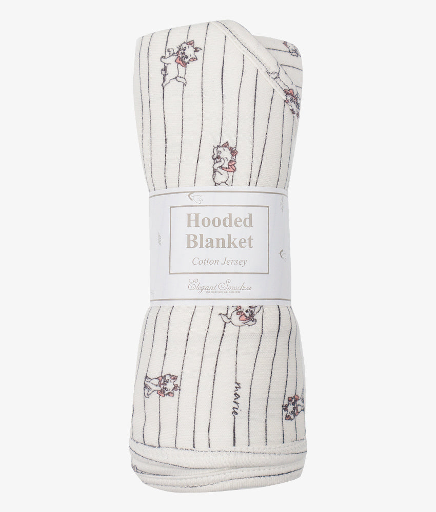Elegant Smockers LK | Baby Hooded Blanket - Marie Cat Stripes Print | Sri Lanka 