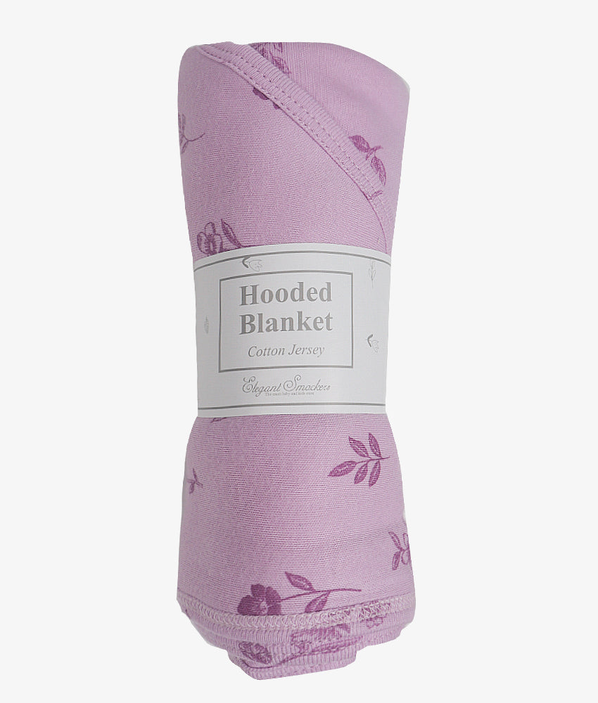 Elegant Smockers LK | Baby Hooded Blanket - Purple Floral Print | Sri Lanka 