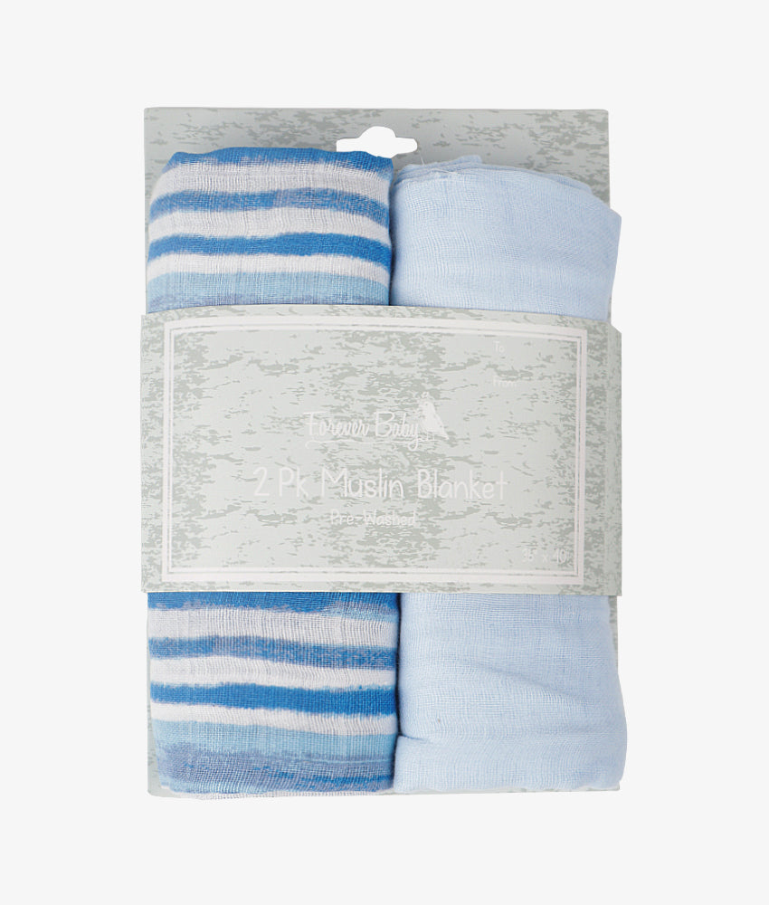 Elegant Smockers LK | Baby Muslin Blanket Pack - Blue Stripes | Sri Lanka 