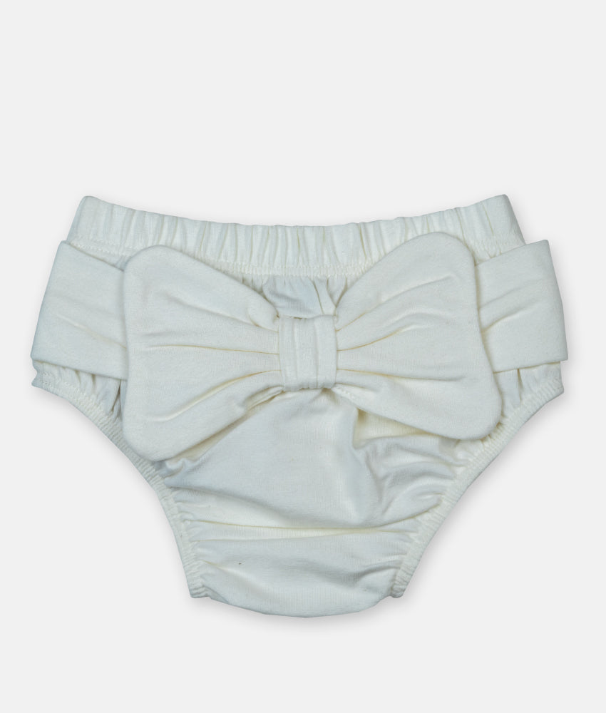 Elegant Smockers LK | Baby Panty with Bow - Ivory White | Sri Lanka 