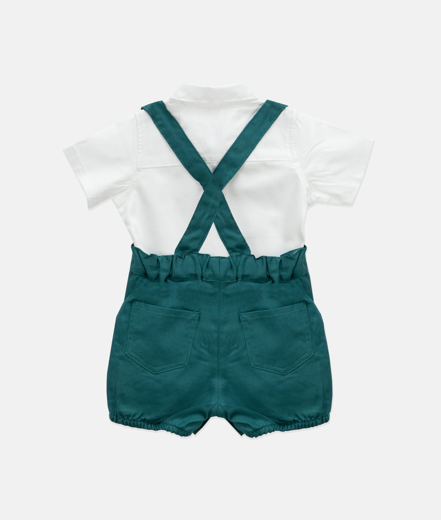 Elegant Smockers LK | Baby Shirt & Bloomers with Straps - Bow - Green | Sri Lanka 