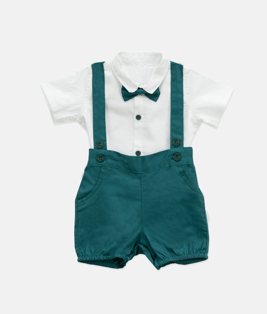 Elegant Smockers LK | Baby Shirt & Bloomers with Straps - Bow - Green | Sri Lanka 