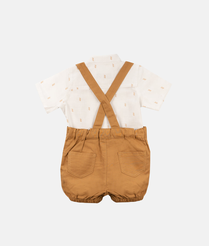 Elegant Smockers LK | Baby Shirt & Bloomers with Straps - Bow -  Print Brown | Sri Lanka 