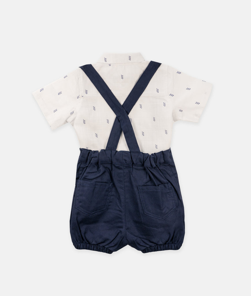 Elegant Smockers LK | Baby Shirt & Bloomers with Straps - Bow -  Print Navy Blue | Sri Lanka 