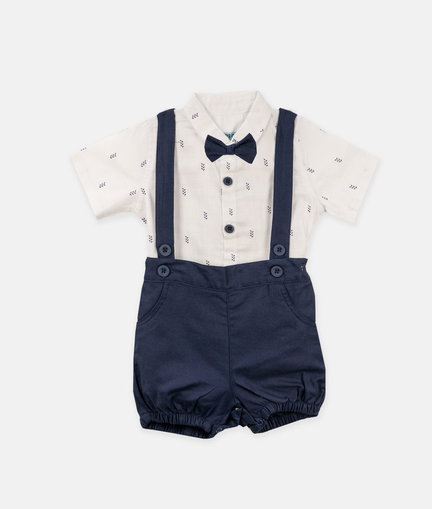 Elegant Smockers LK | Baby Shirt & Bloomers with Straps - Bow -  Print Navy Blue | Sri Lanka 