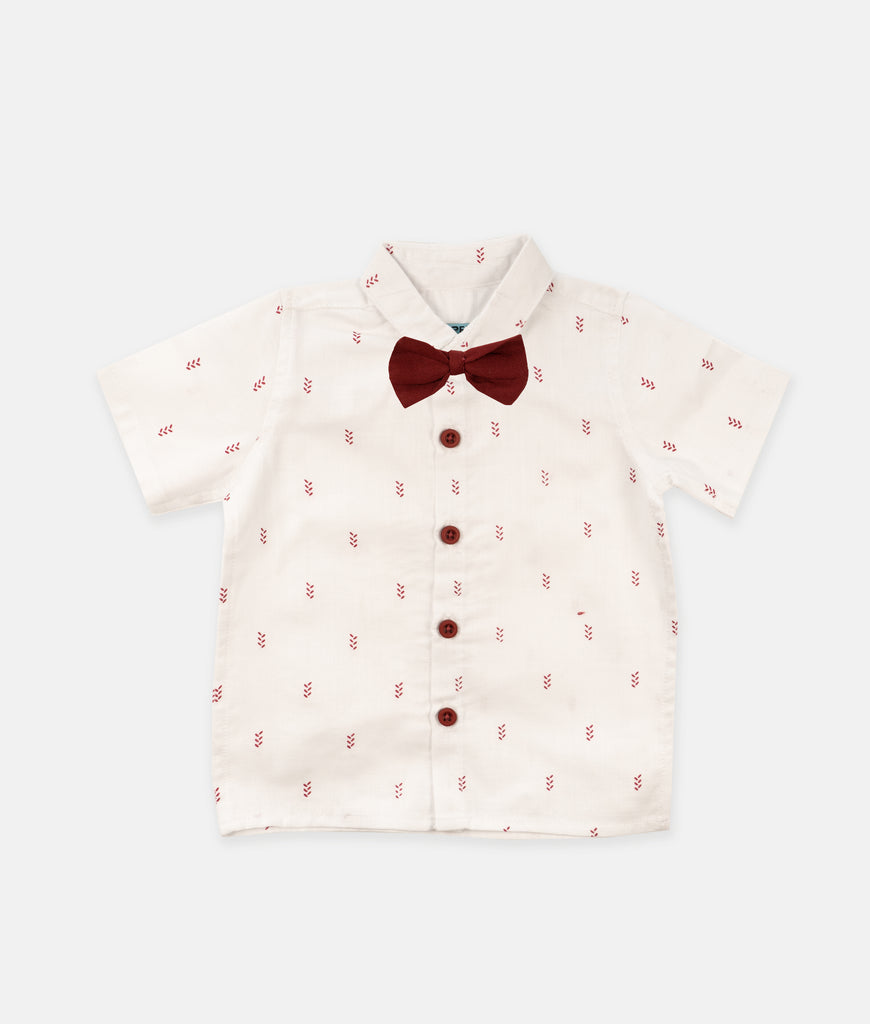 Elegant Smockers LK | Baby Shirt & Bloomers with Straps - Bow -  Print Maroon | Sri Lanka 