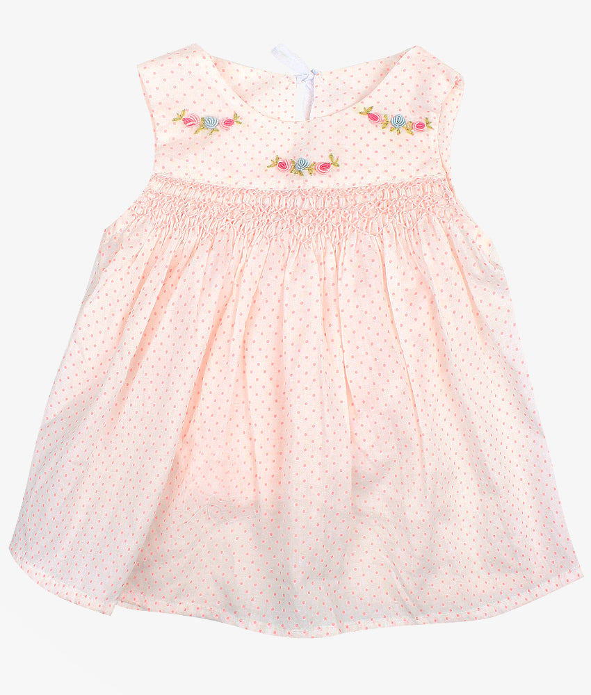 Elegant Smockers LK | Baby Shirt - Pink Dotted Smocked | Sri Lanka 