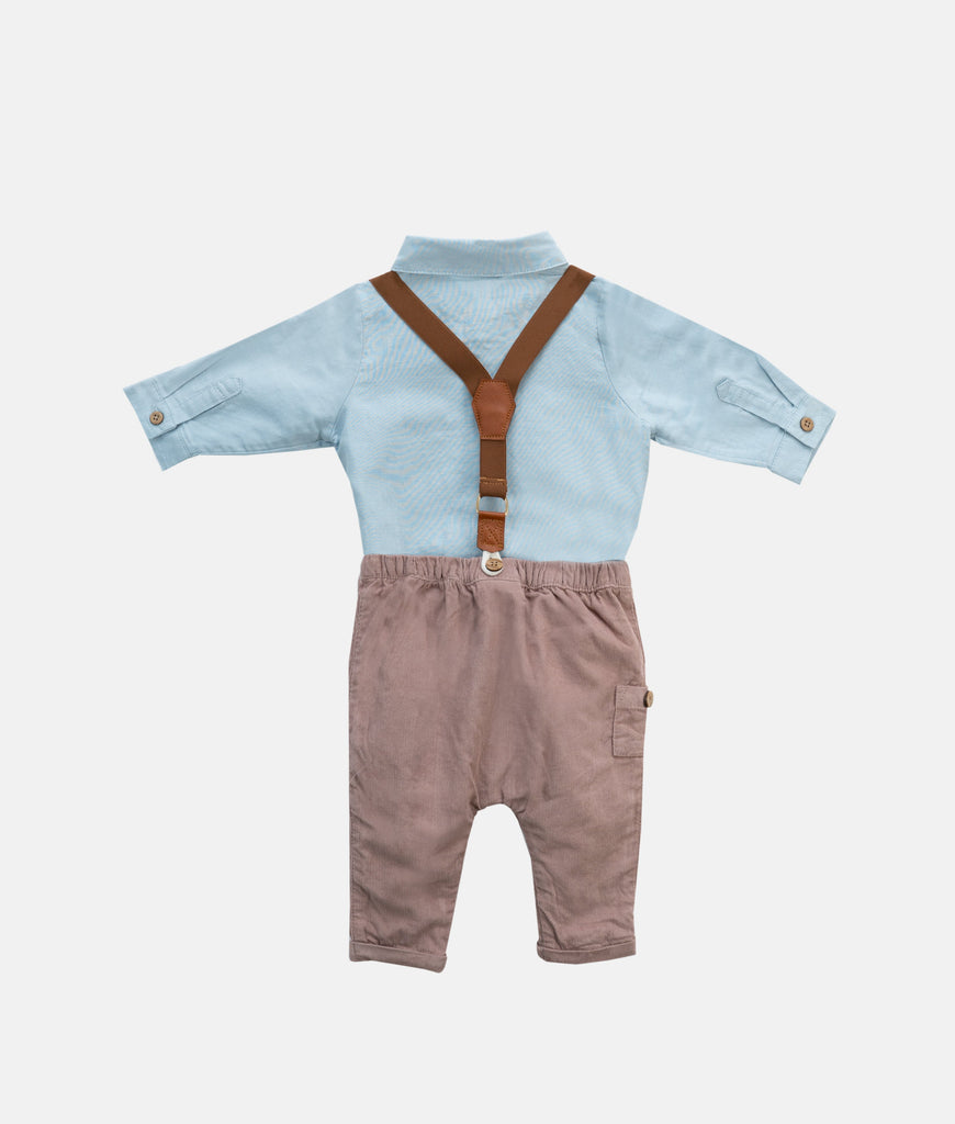 Elegant Smockers LK | Baby Shirt, Trousers and Braces 3 Piece Set -  Blue | Sri Lanka 