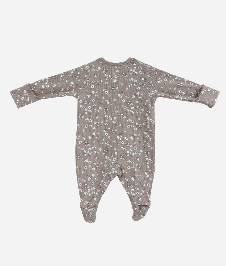 Elegant Smockers LK | Baby Sleep Suits - Brown White Florals | Sri Lanka 