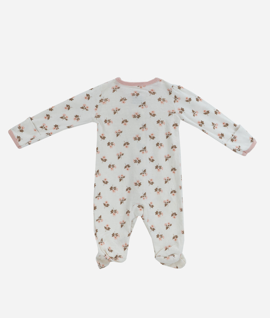 Elegant Smockers LK | Baby Sleep Suits - Creamy Pink Floral | Sri Lanka 