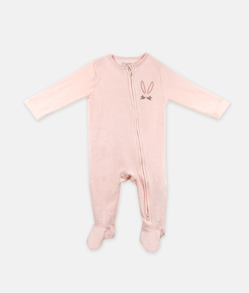 Elegant Smockers LK | Baby Sleep Suits - Cute Pink Bunny Face Embroidery | Sri Lanka 