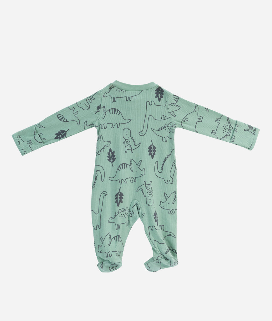 Elegant Smockers LK | Baby Sleep Suits - Green Dinosaur Print | Sri Lanka 