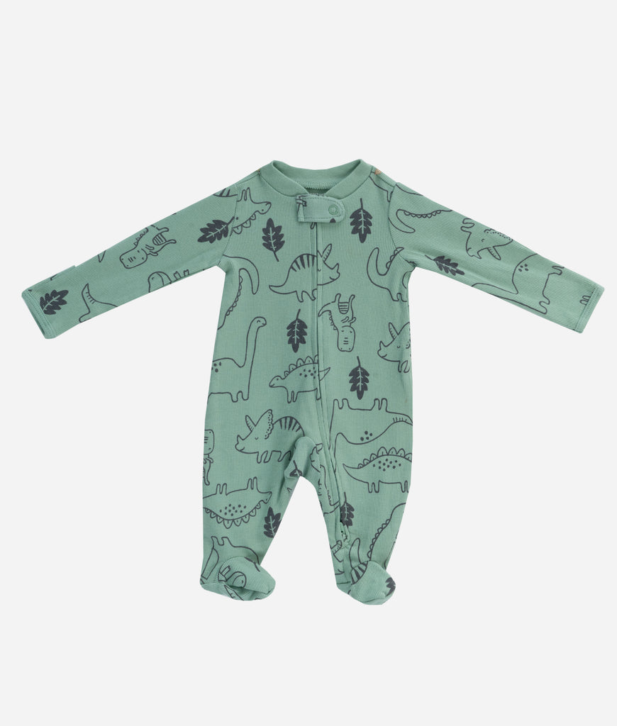 Elegant Smockers LK | Baby Sleep Suits - Green Dinosaur Print | Sri Lanka 