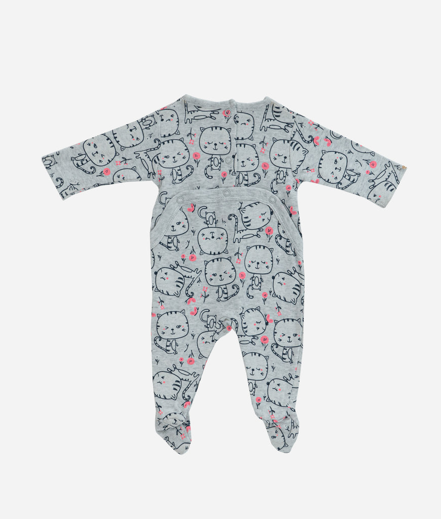 Elegant Smockers LK | Baby Sleep Suits - Grey Shade Kitty | Sri Lanka 