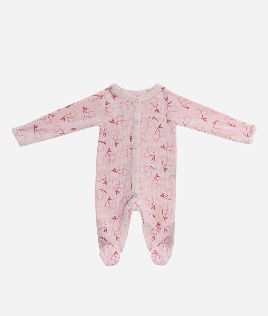 Elegant Smockers LK | Baby Sleep Suits - Pink Cherries | Sri Lanka 