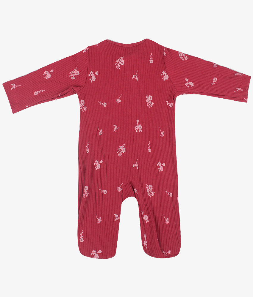 Elegant Smockers LK | Baby Sleep Suits - Red Floral | Sri Lanka 