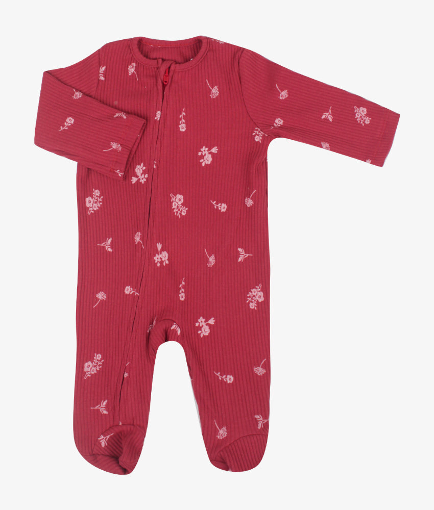 Elegant Smockers LK | Baby Sleep Suits - Red Floral | Sri Lanka 