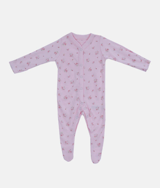 Elegant Smockers LK | Baby Sleep Suits - Rose Printed - Pink | Sri Lanka 