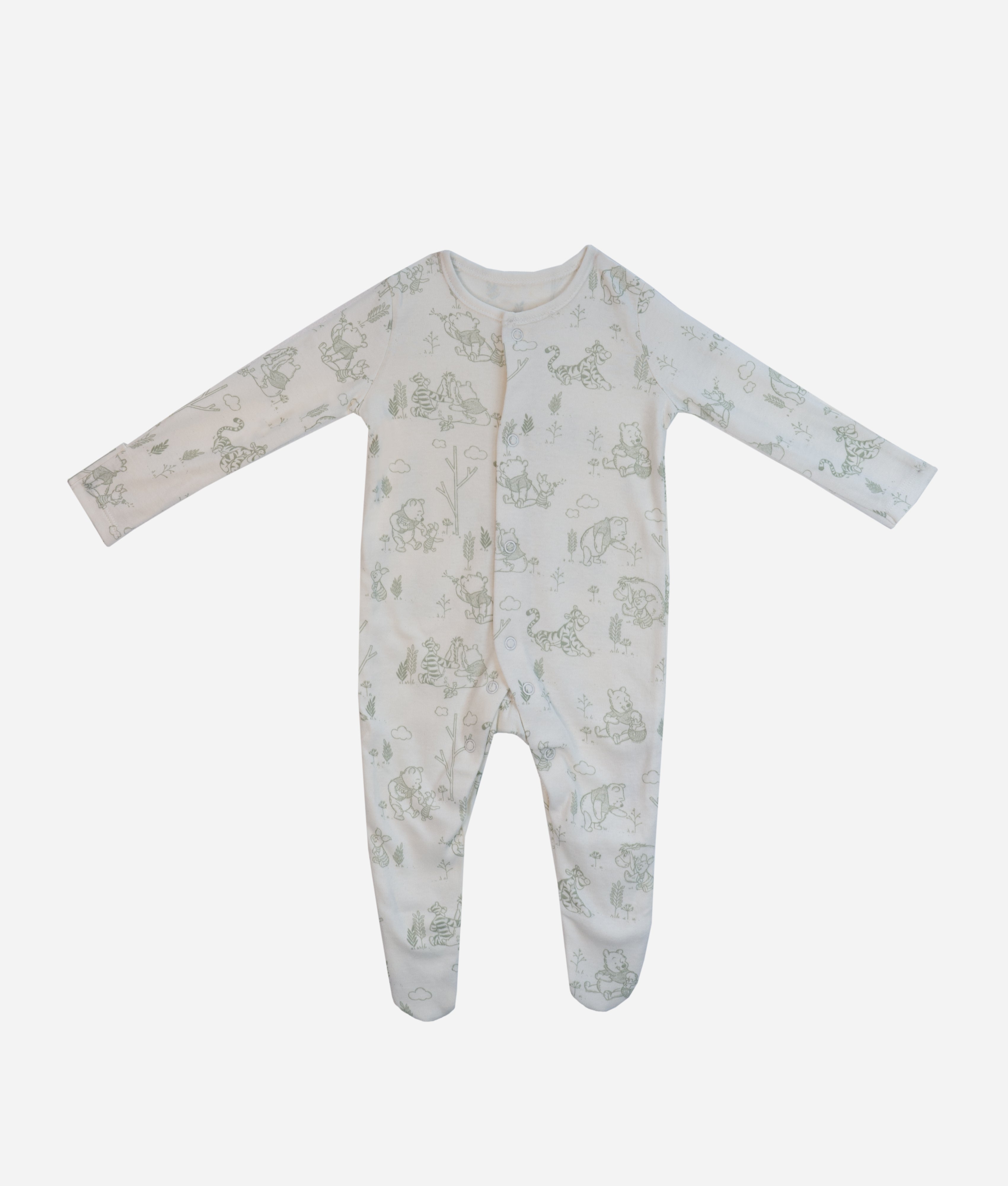 Elegant Smockers LK | Baby Sleep Suits - White Pooh Print | Sri Lanka 