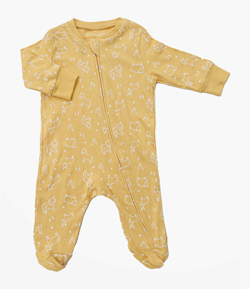 Elegant Smockers LK | Baby Sleep Suits - Yellow Animals Print | Sri Lanka 