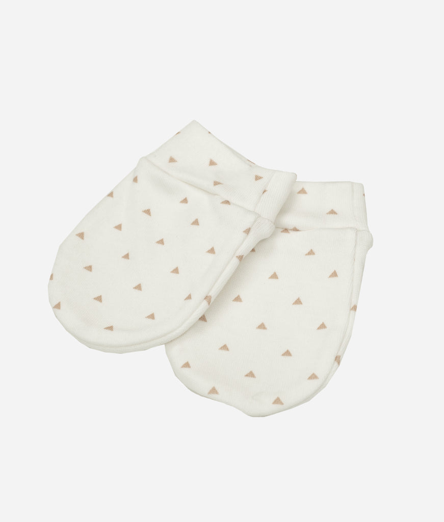Elegant Smockers LK | Baby Socks, Mittens & Cap Set - Brown Triangle Print | Sri Lanka 