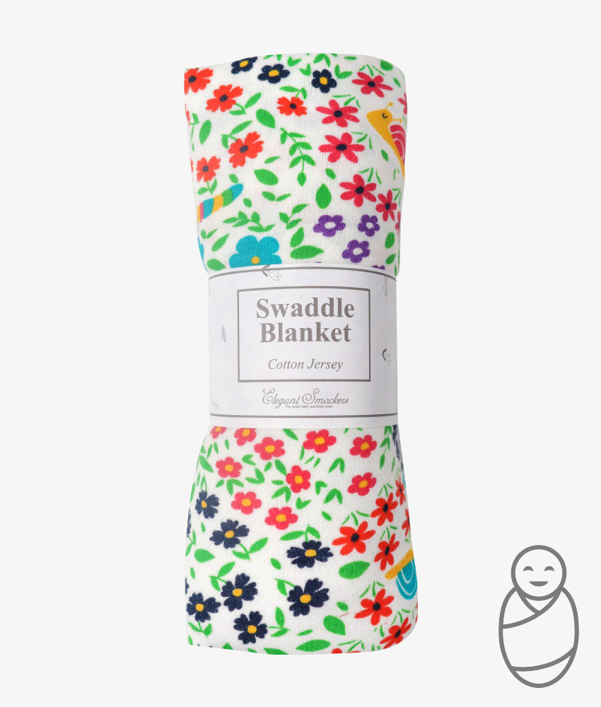 Elegant Smockers LK | Baby Swaddling Blanket - Colorful Garden Print | Sri Lanka 