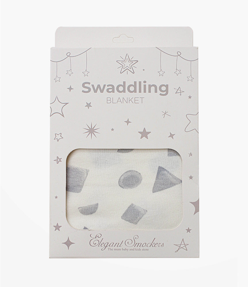 Elegant Smockers LK | Baby Swaddling Blanket - Grey Shapes Print | Sri Lanka 